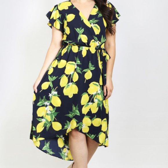 Lemon & Navy Dress - Picture 3 of 13